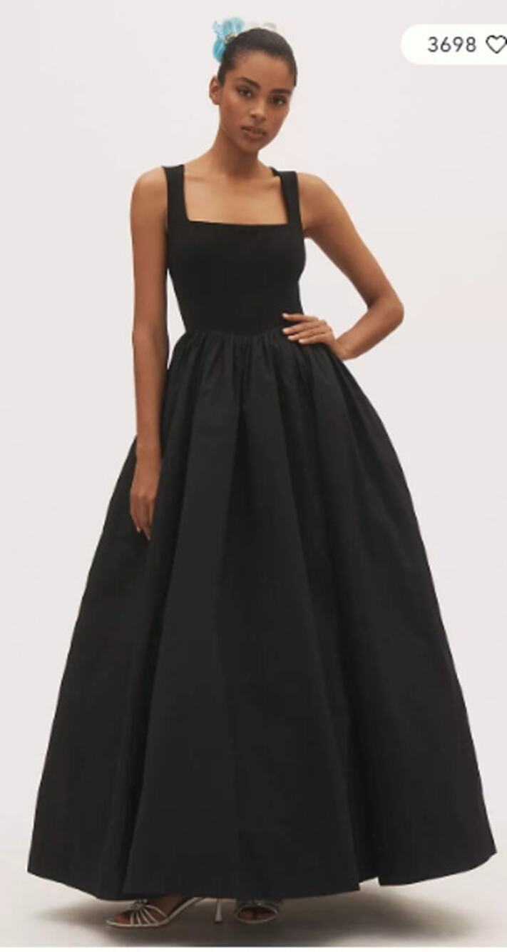 BHLDN Black Josie Scoop-Neck Corset Fit & Flare Maxi Dress Sz Medium NWT